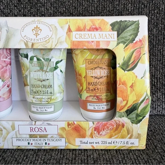 Rosa Hand Cream Set - Rose, White Rose, Yellow Rose -NWT - Picture 3 of 5